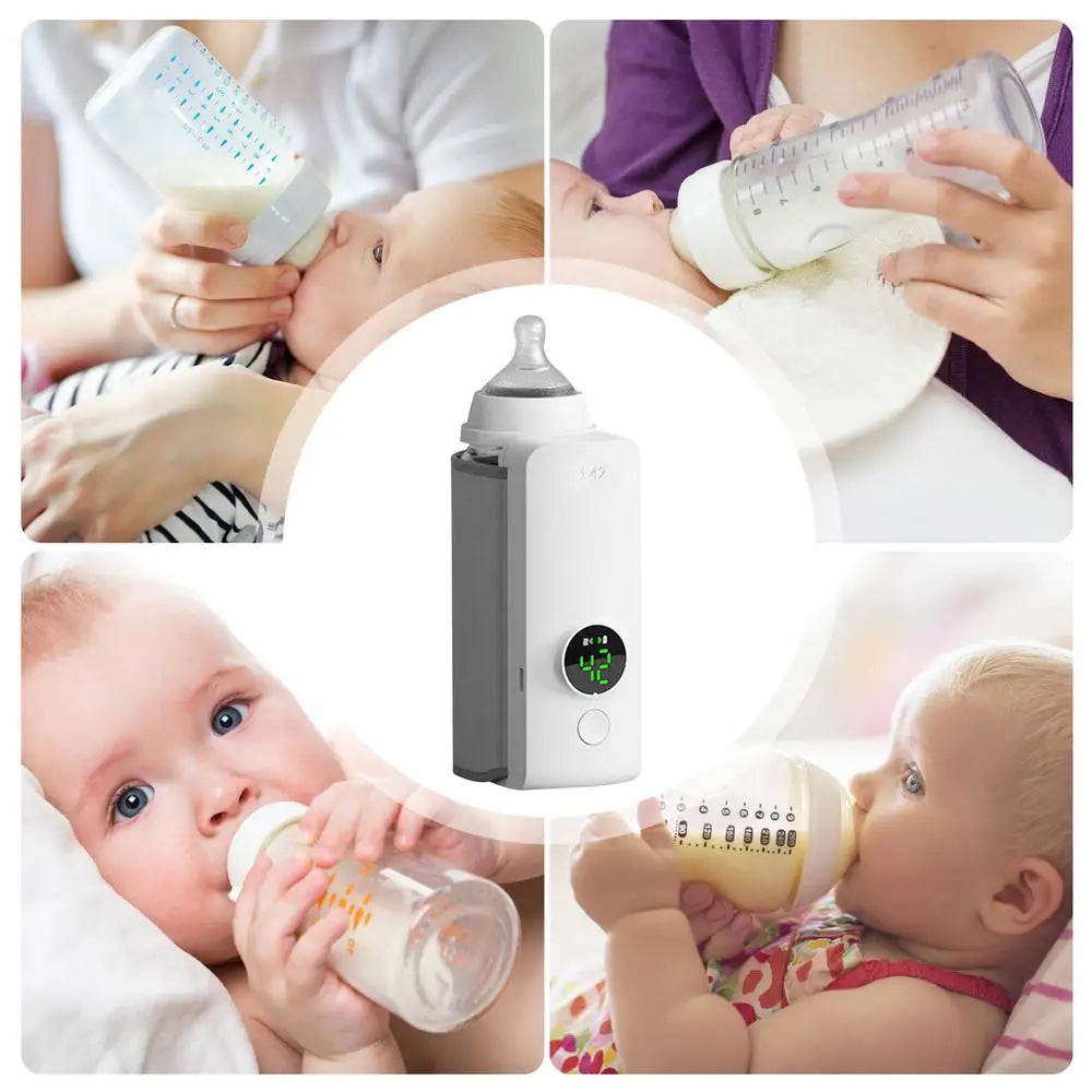 Portable Bottle Warmer USB Rechargeable Battery-Powered Wireless Baby Milk Warmer for Breastmilk or Baby Formula